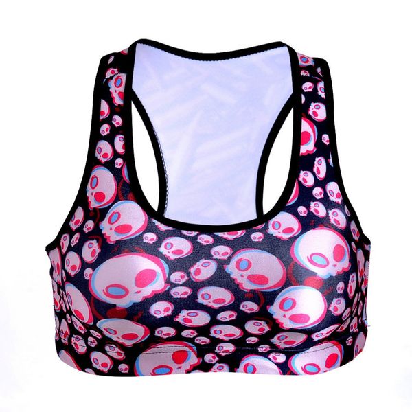 women skull bubble print fitness short vest workout wireless underwear seamless stretch tank hiphop soft bra, Black;white
women skull bubble print fitness short vest workout wireless underwear seamless stretch tank hiphop soft bra, Black;white