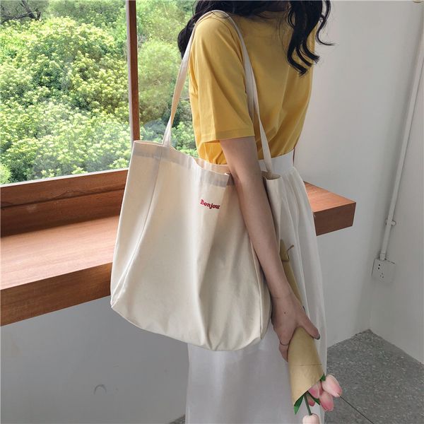 yile c34 natural cotton canvas eco shopping tote shoulder bag embroidered bonjour
yile c34 natural cotton canvas eco shopping tote shoulder bag embroidered bonjour