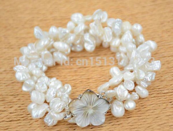 gt;>>4row 8" 9mm white lamina baroque keshi reborn pearl bracelet, Golden;silver
gt;>>4row 8" 9mm white lamina baroque keshi reborn pearl bracelet, Golden;silver