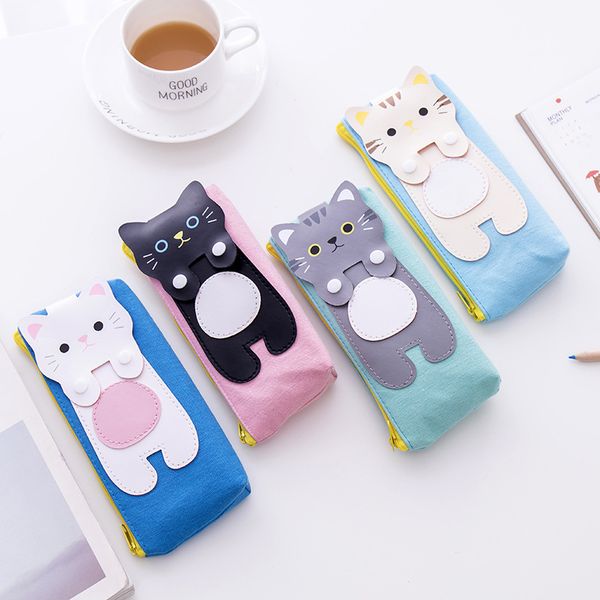 korean stationery cute simple creative cat canvas pencil case cartoon large capacity zipper pencil bag for gift
korean stationery cute simple creative cat canvas pencil case cartoon large capacity zipper pencil bag for gift