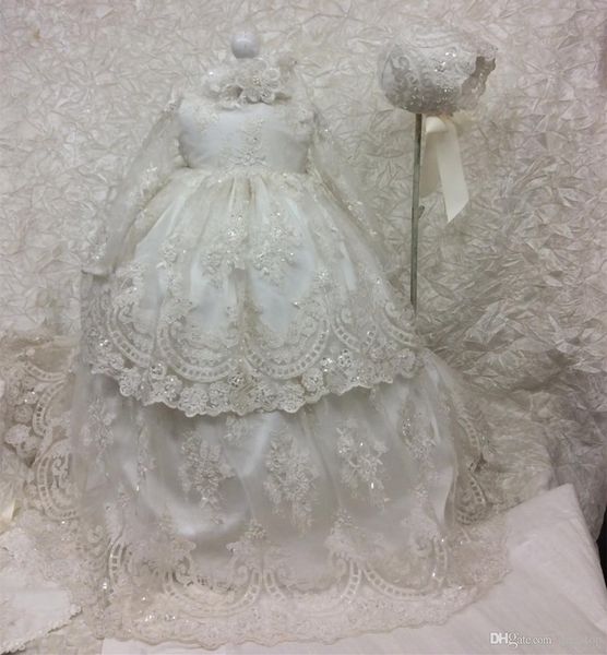 long christening dresses for baby girl with long sleeves baptism gown sequined tulle lace appliqued kid first communication dress, White
long christening dresses for baby girl with long sleeves baptism gown sequined tulle lace appliqued kid first communication dress, White
