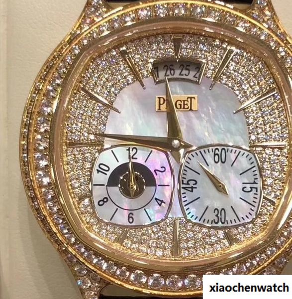 Top Watch Watch 42mm 18K Gold, инкрустированные 300 круглыми бриллиантами приблизительно 3 карата жемчужный циферблат Sapphire crystal 850P механическое движение
Top Watch Watch 42mm 18K Gold, инкрустированные 300 круглыми бриллиантами приблизительно 3 карата жемчужный циферблат Sapphire crystal 850P механическое движение