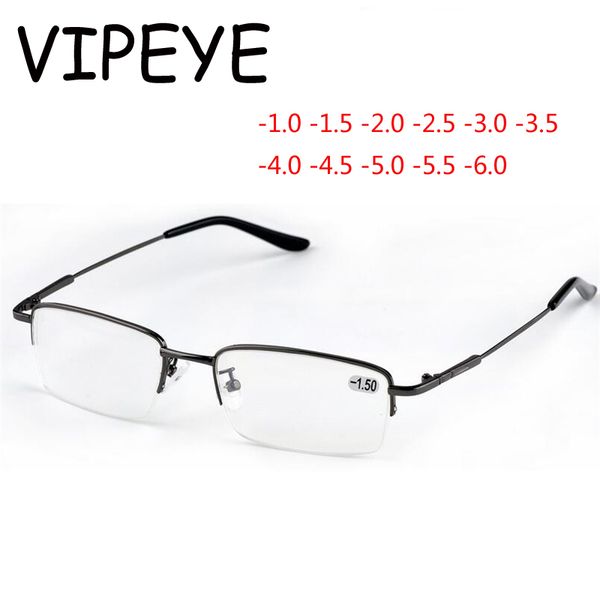 1.0 -1.5 -2.0 to -6.0 ultralight metal half frame finished myopia glasses men fashion square black frame short-sighted eyewear, Silver
1.0 -1.5 -2.0 to -6.0 ultralight metal half frame finished myopia glasses men fashion square black frame short-sighted eyewear, Silver