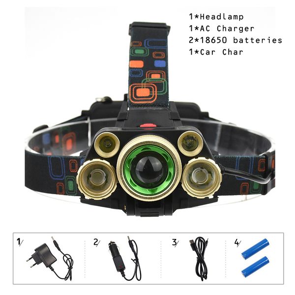 5 led headlamps 20000 lumens high power led headlight t6+4q5 camping head torch zoom 4 modes head lantern 2x18650 frontal lamp
5 led headlamps 20000 lumens high power led headlight t6+4q5 camping head torch zoom 4 modes head lantern 2x18650 frontal lamp