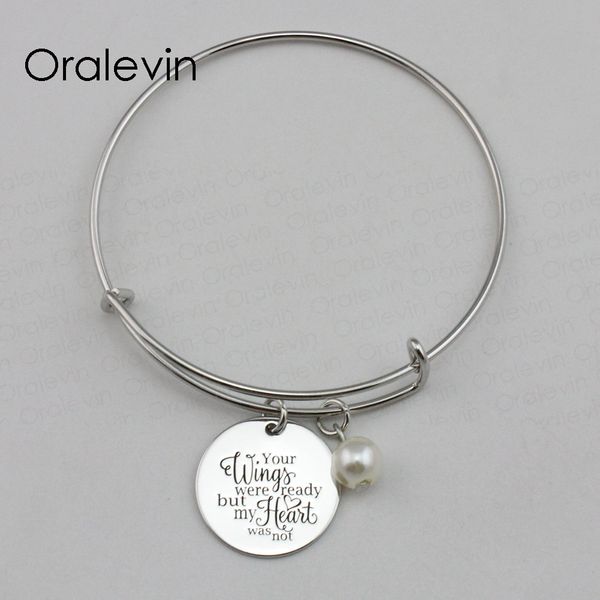 your wings were ready but my heart was not inspirational hand stamped engraved pendant wire bracelet jewelry, #ln2203b, Black
your wings were ready but my heart was not inspirational hand stamped engraved pendant wire bracelet jewelry, #ln2203b, Black
