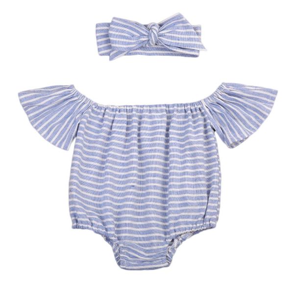 summer 2017 newborn baby girls sky blue flutter sleeve romper striped jumpsuit outfits clothes with headband 0-18m
summer 2017 newborn baby girls sky blue flutter sleeve romper striped jumpsuit outfits clothes with headband 0-18m