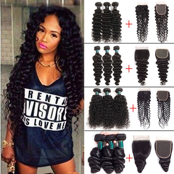 brazilian deep wave 3 bundles deals with lace closure loose deep wave kinky curly water wave remy human hair weave extensions, Black
brazilian deep wave 3 bundles deals with lace closure loose deep wave kinky curly water wave remy human hair weave extensions, Black