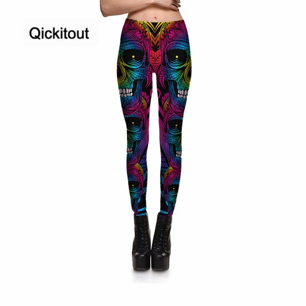qickitout women print fitness leggings colorful skull digital printing pants trousers size s-4xl, Black 
qickitout women print fitness leggings colorful skull digital printing pants trousers size s-4xl, Black