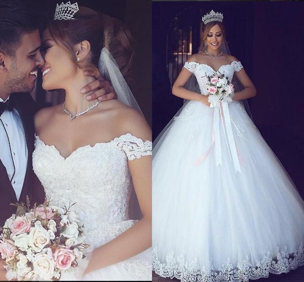Lace Arabic Ball Gown Wedding Dresses Off the Shoulder Top Appliques Long Bridal Gowns Custom Made Vintage Cheap Wedding Gowns 
Lace Arabic Ball Gown Wedding Dresses Off the Shoulder Top Appliques Long Bridal Gowns Custom Made Vintage Cheap Wedding Gowns