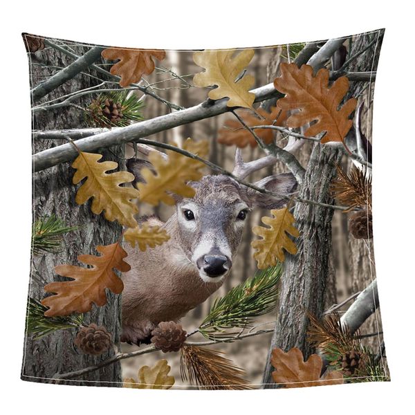 

nordic style 3d printed autumn winter deer pine tree forest soft warm sherpa flannel blanket plane/sofa/office/bed cover/m2027