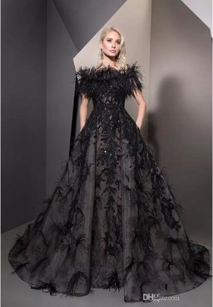ziad nakad black prom dresses a line luxury feathers off the shoulder lace appliqued beads quinceanera dresses evening party wear formal
ziad nakad black prom dresses a line luxury feathers off the shoulder lace appliqued beads quinceanera dresses evening party wear formal