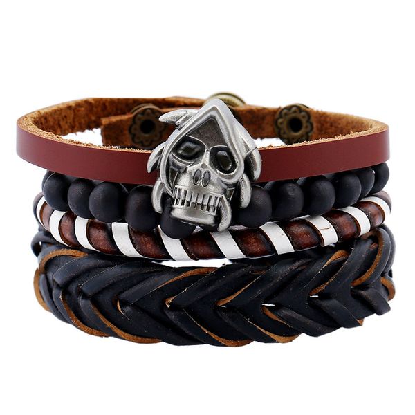 chaomo leather set men's bracelet handmade steamed jewelry vintage woven hand rope personality rock & punk decoration, Black
chaomo leather set men's bracelet handmade steamed jewelry vintage woven hand rope personality rock & punk decoration, Black