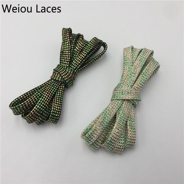 weiou flat shiny gold green metallic glitter laces double layer shoelace brightly for dance shoe decorations in 120cm, White;pink 
weiou flat shiny gold green metallic glitter laces double layer shoelace brightly for dance shoe decorations in 120cm, White;pink