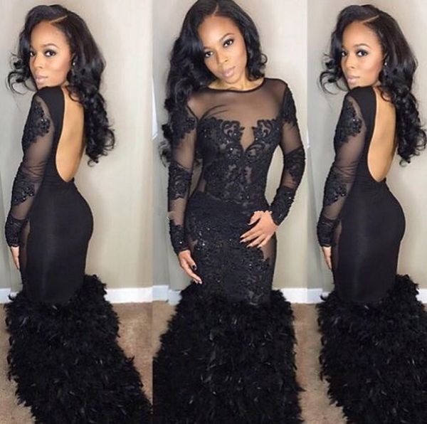 new black feather mermaid prom drsses sheer neck long sleeves appliques beaded tulle backless african girls 2k17 party dreses formal dress
new black feather mermaid prom drsses sheer neck long sleeves appliques beaded tulle backless african girls 2k17 party dreses formal dress