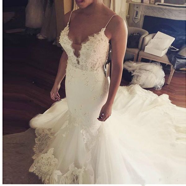 saudi spaghetti lace applique wedding dresses mermaid dubai arabic v neck bridal gowns tulle court train formal bride dress, White
saudi spaghetti lace applique wedding dresses mermaid dubai arabic v neck bridal gowns tulle court train formal bride dress, White