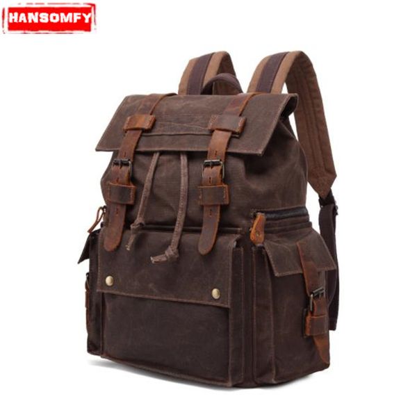 men shoulder bag oil wax canvas bag with crazy horse leather luggage backpack 15.6" lapwaterproof casual men's travel bags
men shoulder bag oil wax canvas bag with crazy horse leather luggage backpack 15.6" lapwaterproof casual men's travel bags