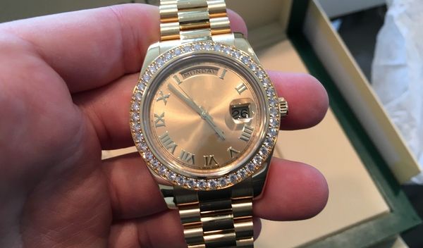 day-date 2 president 41mm 18k gold diamond 218348 champagne roman dial movement automatic men watch men's watches original box, Slivery;brown
day-date 2 president 41mm 18k gold diamond 218348 champagne roman dial movement automatic men watch men's watches original box, Slivery;brown