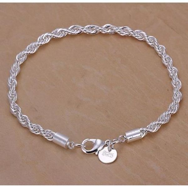 4mm 925 sterling silver fashion twist rope chain bracelet for women men party bracelet european charms bracelets fit glasses beads, Black
4mm 925 sterling silver fashion twist rope chain bracelet for women men party bracelet european charms bracelets fit glasses beads, Black