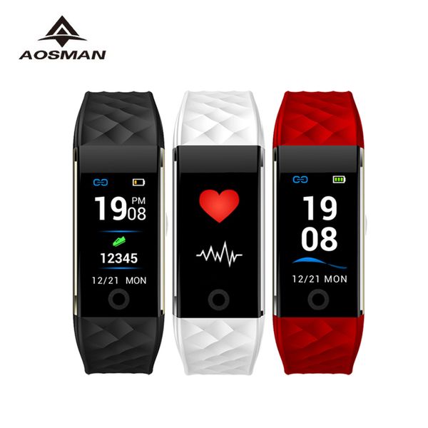 

aosman s2 color screen smart wristband heart rate monitor ip67 sport fitness bracelet tracker smartband for android ios, Slivery;brown
