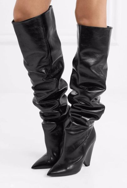 leather women designer pleated boots fashion crystal wedge boots luxury rhinestone extra big size, Black
leather women designer pleated boots fashion crystal wedge boots luxury rhinestone extra big size, Black