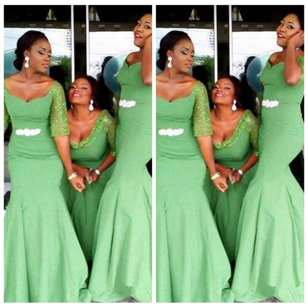 african style 2021 mermaid bridesmaid dresses slim spring bridesmaids dresses half long sleeves crystal maid of honor gowns, White;pink
african style 2021 mermaid bridesmaid dresses slim spring bridesmaids dresses half long sleeves crystal maid of honor gowns, White;pink