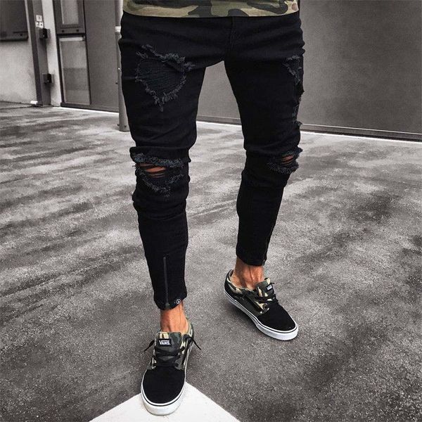 new men's skinny jeans casual slim biker jeans denim knee hole hiphop ripped pants washed ing, Blue
new men's skinny jeans casual slim biker jeans denim knee hole hiphop ripped pants washed ing, Blue