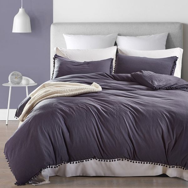 solid dark grey color paern home dorm bedding duvet cover set with pillow case sham uk us size with pom-pom
solid dark grey color paern home dorm bedding duvet cover set with pillow case sham uk us size with pom-pom