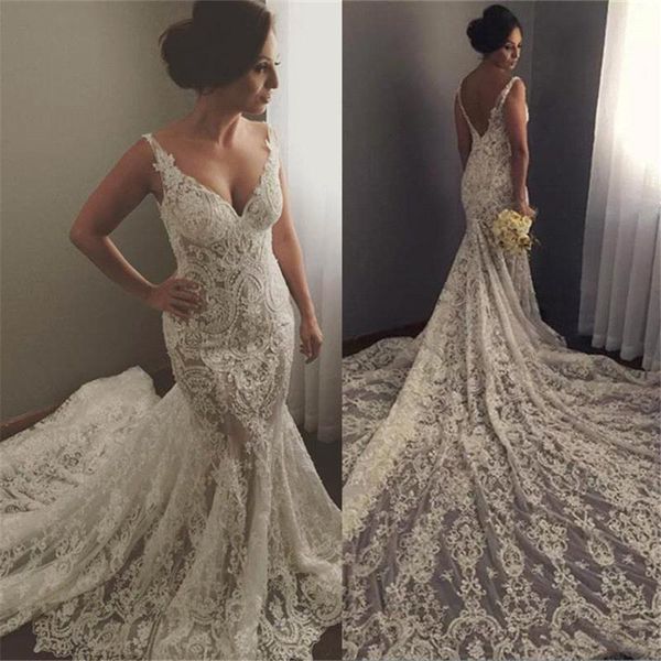 vestidos de noiva африканская русалка свадебные платья sexy глубокий v шеи с низкой спинкой роскошный собор поезд полный кружева свадебные п, White
vestidos de noiva африканская русалка свадебные платья sexy глубокий v шеи с низкой спинкой роскошный собор поезд полный кружева свадебные п, White