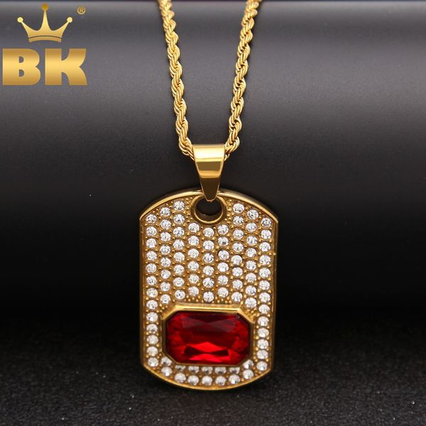 the bling king fashion dog tag necklace men with red gem pendant full iced out rhinestones stainless steel hiphop jewelry, Silver
the bling king fashion dog tag necklace men with red gem pendant full iced out rhinestones stainless steel hiphop jewelry, Silver
