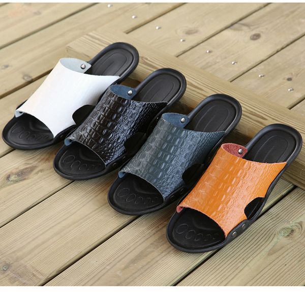 men slippers breathable male shoes hollow men's flip flops fashion leather massage summer beach sandals zapatos hombre, Black
men slippers breathable male shoes hollow men's flip flops fashion leather massage summer beach sandals zapatos hombre, Black