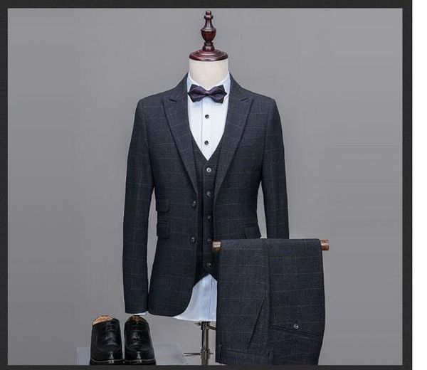 2018 gentleman trim fit lattice men's wedding tuxedos 4 piece set groomsmen side vent formal man suit men suits bridegroom tuxedos, Black;gray
2018 gentleman trim fit lattice men's wedding tuxedos 4 piece set groomsmen side vent formal man suit men suits bridegroom tuxedos, Black;gray
