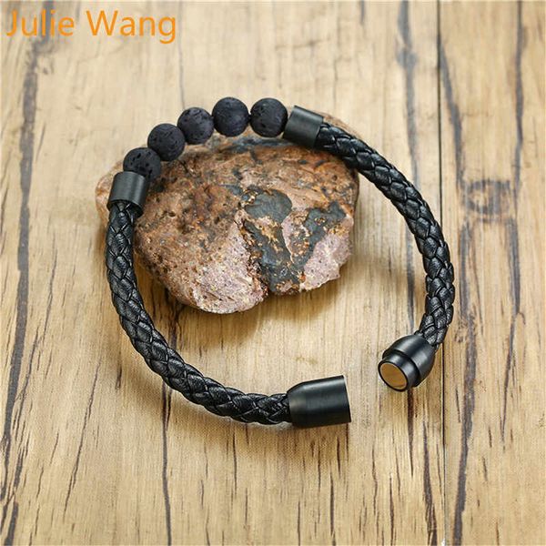 julie wang men punk jewelry black braid leather+lava stones beads stainless steel bracelet magnet clasp fashion male bangle
julie wang men punk jewelry black braid leather+lava stones beads stainless steel bracelet magnet clasp fashion male bangle