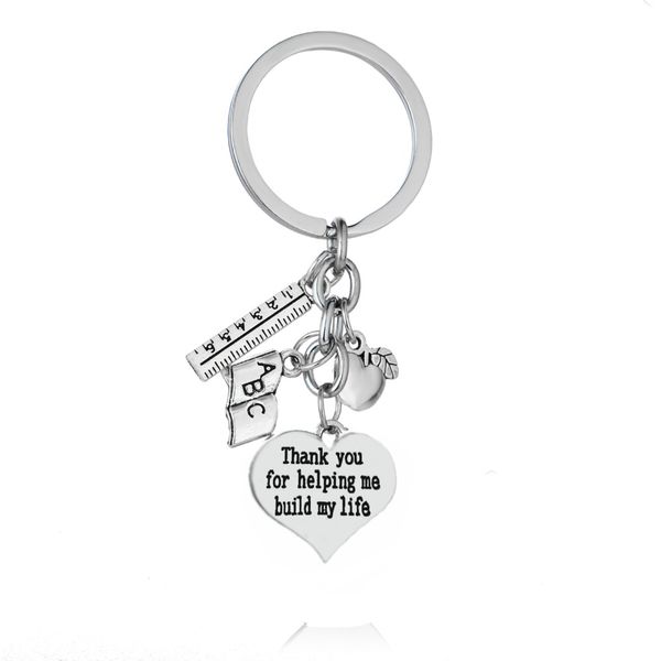 thank you for helping me build my life keychain love heart ruler book charms keyring gifts for mom dad teachers key chains rings, Silver
thank you for helping me build my life keychain love heart ruler book charms keyring gifts for mom dad teachers key chains rings, Silver