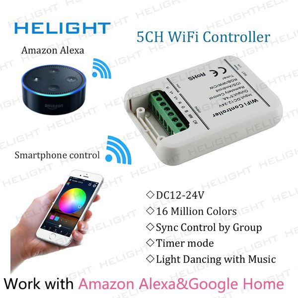 wifi controller 5channels rgb/rgbw/rgbww strip smartphone app control for amazon alexa google home music&timer ios android app
wifi controller 5channels rgb/rgbw/rgbww strip smartphone app control for amazon alexa google home music&timer ios android app