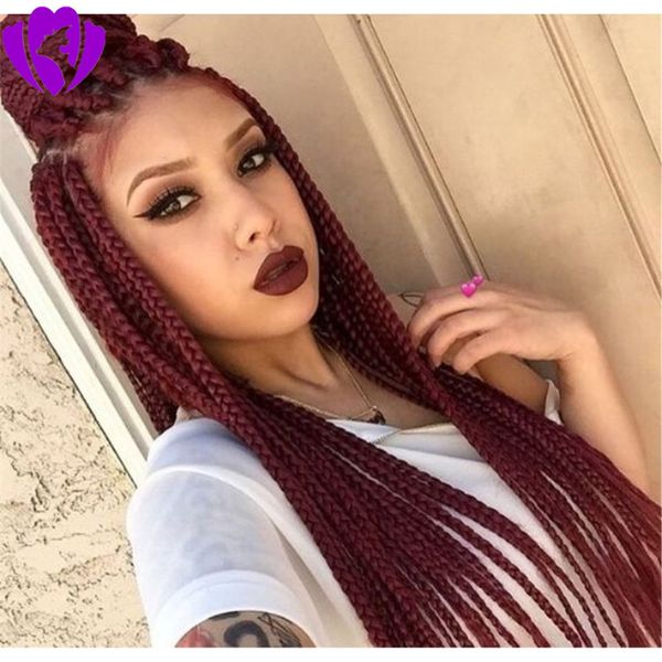 long 200density full synthetic lace front wig box braided wigs for african american women burgundy red color heat resistant hair, Black
long 200density full synthetic lace front wig box braided wigs for african american women burgundy red color heat resistant hair, Black
