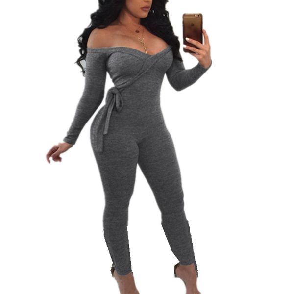 deep v lace-up long sleeve off shoulder jumpsuit women's solid gray skinny long one piece pants overalls new arrival, Black;white
deep v lace-up long sleeve off shoulder jumpsuit women's solid gray skinny long one piece pants overalls new arrival, Black;white