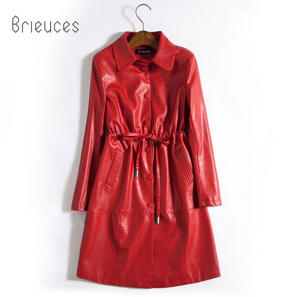 brieuces 2017 new eleautumn winter leather jacket women medium long red pu leather coat ladies slim motorcycle jacket, Black
brieuces 2017 new eleautumn winter leather jacket women medium long red pu leather coat ladies slim motorcycle jacket, Black