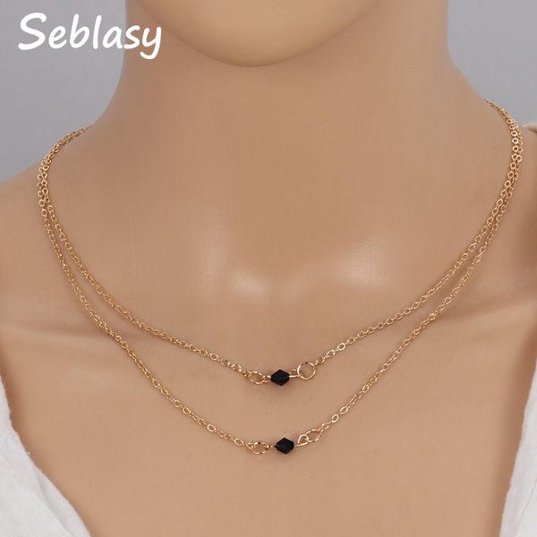 seblasy classic bohemian double layer clavicle charm chain jewelry black beads choker necklaces for women valentine's day gifts, Golden;silver
seblasy classic bohemian double layer clavicle charm chain jewelry black beads choker necklaces for women valentine's day gifts, Golden;silver