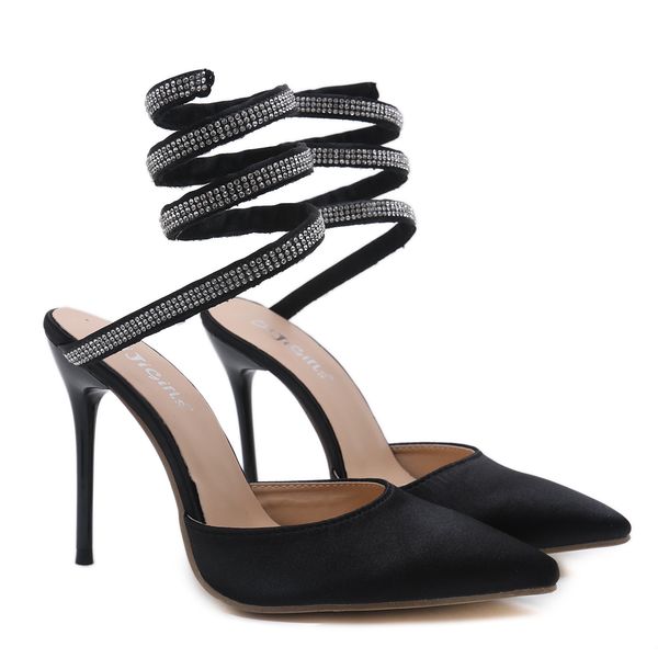 new fashionl women 11cm high heel pointed toe gladiator catwalk show style sandals snake type winding rhinestone sandals lady party shoes, Black
new fashionl women 11cm high heel pointed toe gladiator catwalk show style sandals snake type winding rhinestone sandals lady party shoes, Black