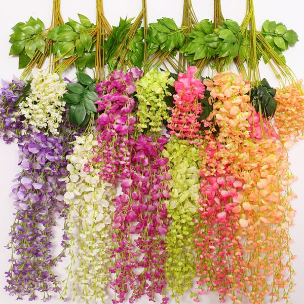 2018 simulation wisteria flower artificial flowers romantic wedding decorations 110cm 12 colors cane garden dried silk wreaths flowers hot
2018 simulation wisteria flower artificial flowers romantic wedding decorations 110cm 12 colors cane garden dried silk wreaths flowers hot