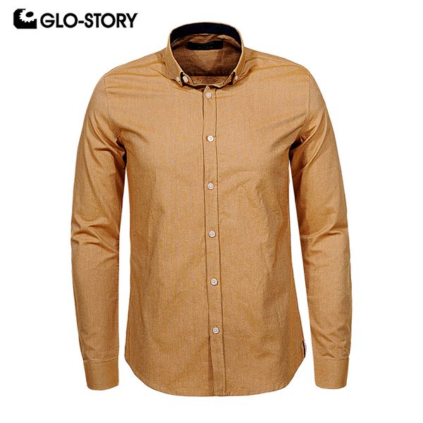 glo-story shipped from european men's 2018 cotton long sleeve dress shirts male casual streetwear formal shirt mcs-6844, White;black