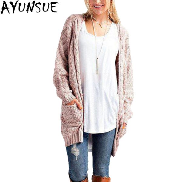 ayunsue plus size 2017 new autumn knitted twist cardigan women mediem-long sweater solid pockets ladies'black sweater lx1359, White;black
ayunsue plus size 2017 new autumn knitted twist cardigan women mediem-long sweater solid pockets ladies'black sweater lx1359, White;black