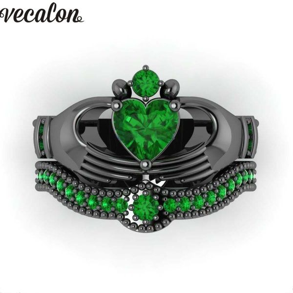 vecalon 2 styles green birthstone claddagh ring 5a zircon cz black&white gold filled party wedding band ring set for women men, Slivery;golden
vecalon 2 styles green birthstone claddagh ring 5a zircon cz black&white gold filled party wedding band ring set for women men, Slivery;golden
