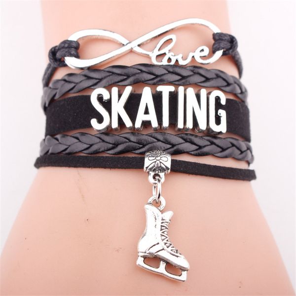 fashion personality antique silver figure skates boots shoes pendant infinity love skating bracelets for women men gifts, Black
fashion personality antique silver figure skates boots shoes pendant infinity love skating bracelets for women men gifts, Black