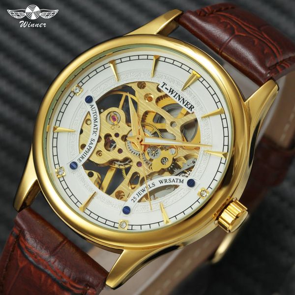 winner men's watches crystal decoration luminous hands dial brown leather strap skeleton mechanical wrist watch, Slivery;brown
winner men's watches crystal decoration luminous hands dial brown leather strap skeleton mechanical wrist watch, Slivery;brown