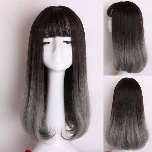 harajuku lolita party daily long curly wavy wig fringe bangs ombre black to grey, Black;brown
harajuku lolita party daily long curly wavy wig fringe bangs ombre black to grey, Black;brown