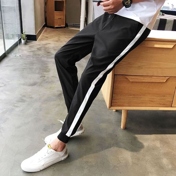 2018 summer new casual pants male fashion slim stripe cropped leg pants men harlan trousers plus size m-2xl joggers sweatpants, Black
2018 summer new casual pants male fashion slim stripe cropped leg pants men harlan trousers plus size m-2xl joggers sweatpants, Black