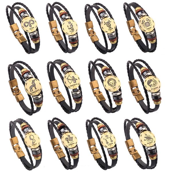 12 constellations multilayer bracelets jewelry for women leather charm bracelet men casual vintage punk virgo/aquarius/libra wristlet, Golden;silver
12 constellations multilayer bracelets jewelry for women leather charm bracelet men casual vintage punk virgo/aquarius/libra wristlet, Golden;silver