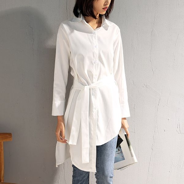 4xl plus size shirt asymmetry design fashion women casual irregular long sleeve cotton female bow sashes long blouse, White
4xl plus size shirt asymmetry design fashion women casual irregular long sleeve cotton female bow sashes long blouse, White