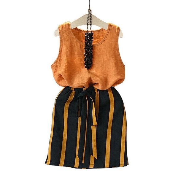 ins summer girls clothing new fashion korean casual casual striped sleeveless t-shirt + skirt 2pcs kids clothes set, White
ins summer girls clothing new fashion korean casual casual striped sleeveless t-shirt + skirt 2pcs kids clothes set, White